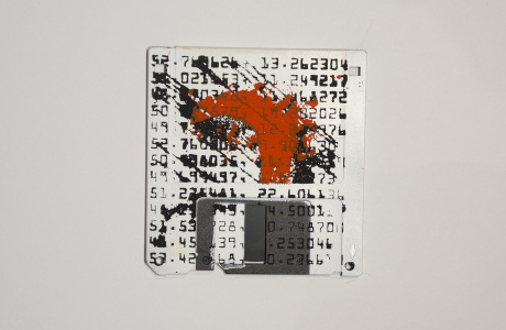 Numbers and fences, places of interest - silk screened on floppy disk