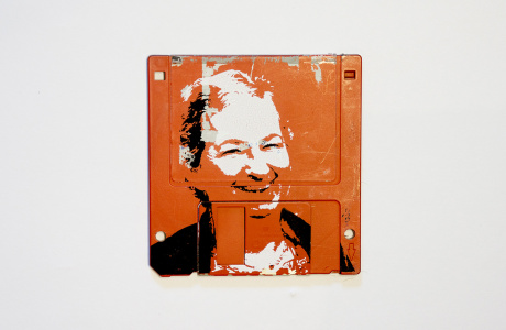 Ma - silk screen portrait on Floppy disk