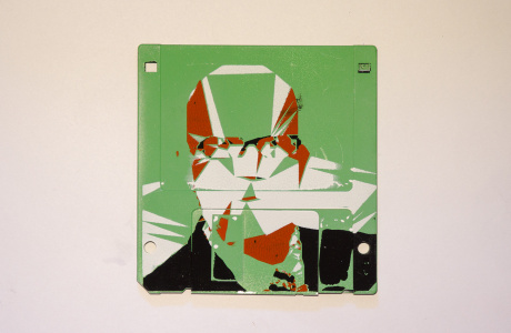 silk screened 3.5" floppy disk - artwork - Klaus II