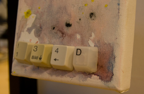 keyboard keys on painting - details - by dominik Jais