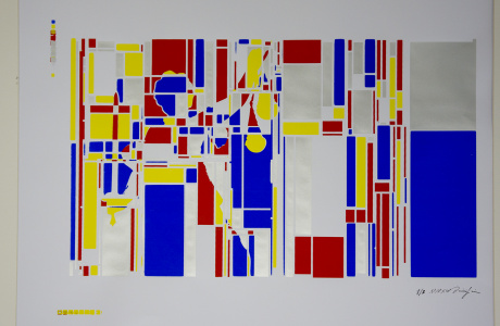 Justitia silk screen based on a algorithm - contemporary artwork