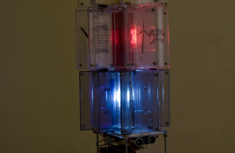 old mc cases made a lamp - interactive installation