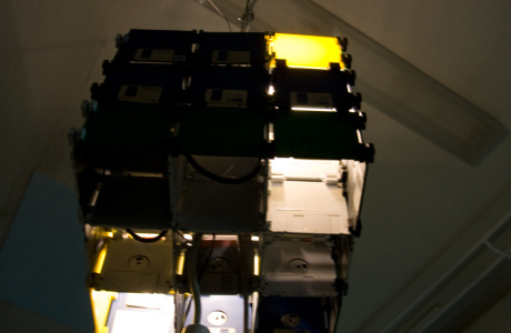 yet another floppy disc cube - 3 x 3 floppy disks - from below yet another floppy disc cube - 3 x 3 floppy disks - from below