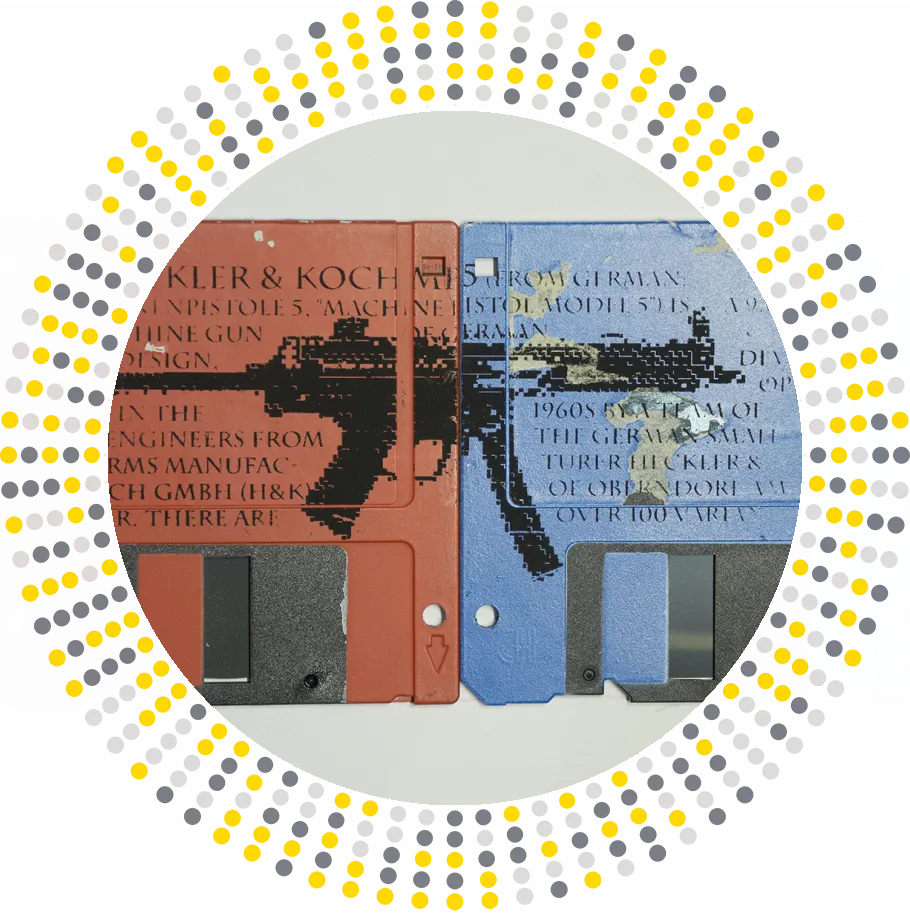 8bit MP5 weapon - slik screen artwork - floppy disk