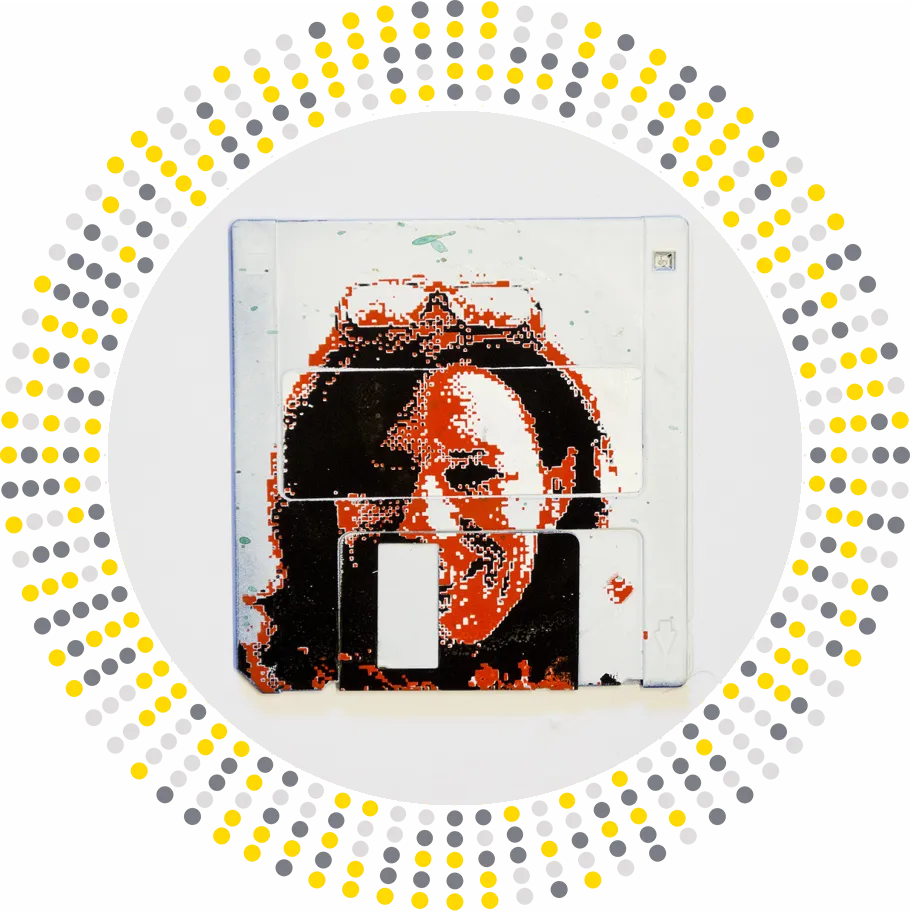 silk screened 3.5" floppy disk - artwork - Lydia