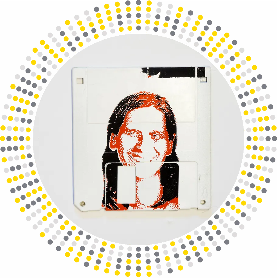 silk screened 3.5" floppy disk - artwork - Sus