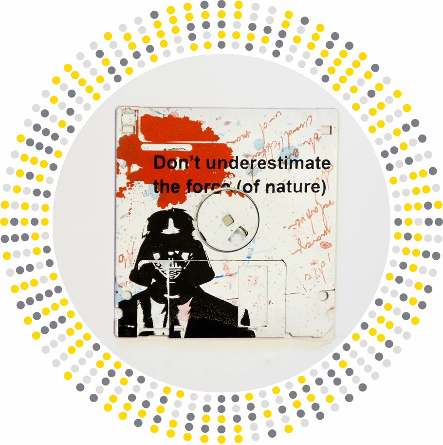 The force of nature - consumer critics at its best - printed on 3.5" Floppy Disk