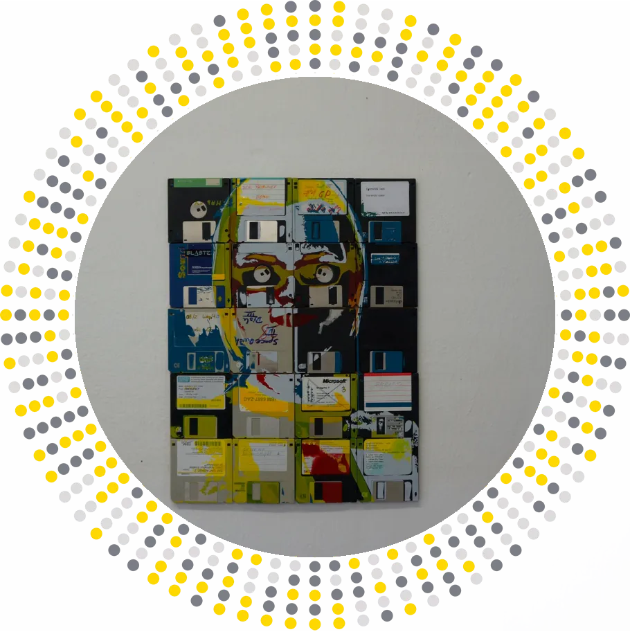 Silk screen on floppy disks - Lumia - modern artwork