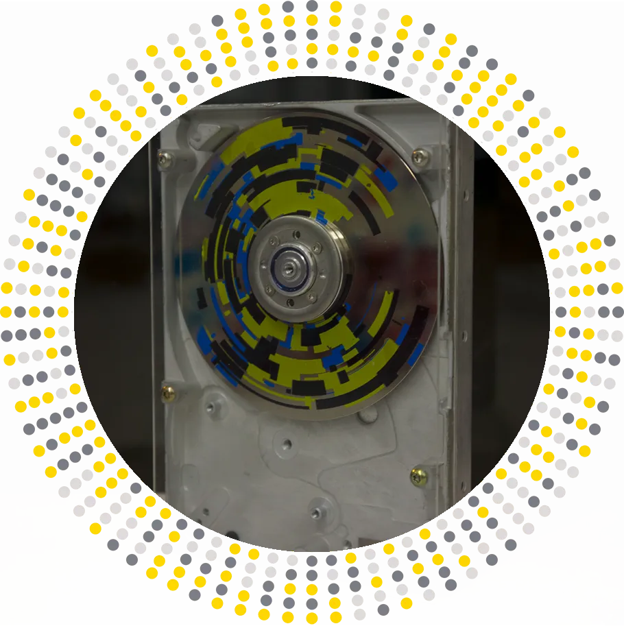 Circle III - silk screen on a 3.5" hard drive plate
