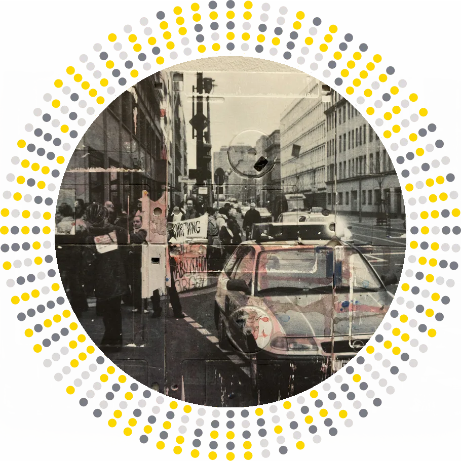 the police - demonstration in Berlin, floppydisk artwork by artist Dominik Jais