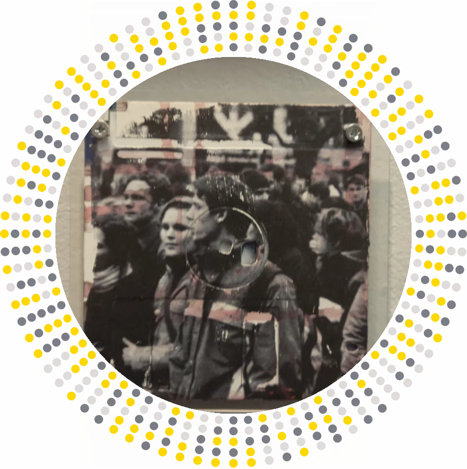 Protesting - Contemporary artwork - silk screened on 3.5" floppy disk