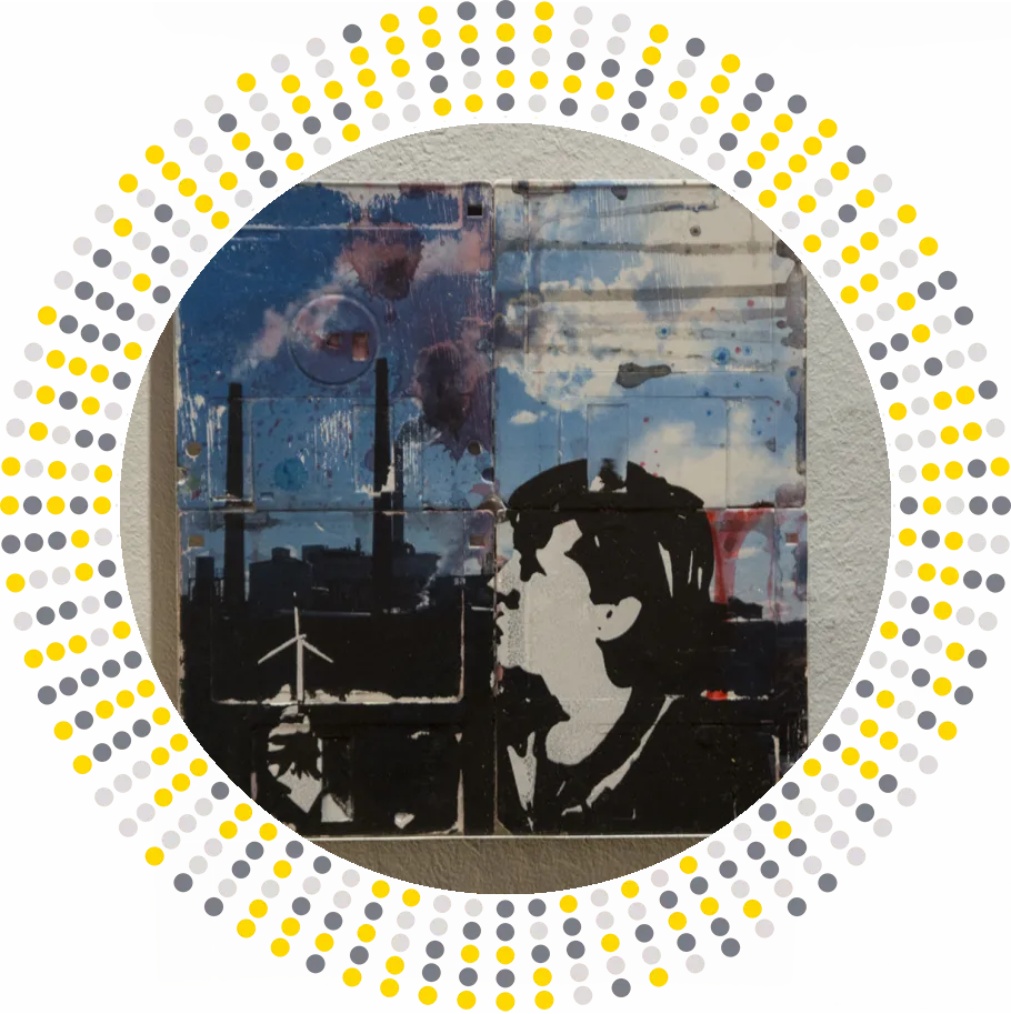 Where the wind blows - floppy disk artwork about environmental pollution