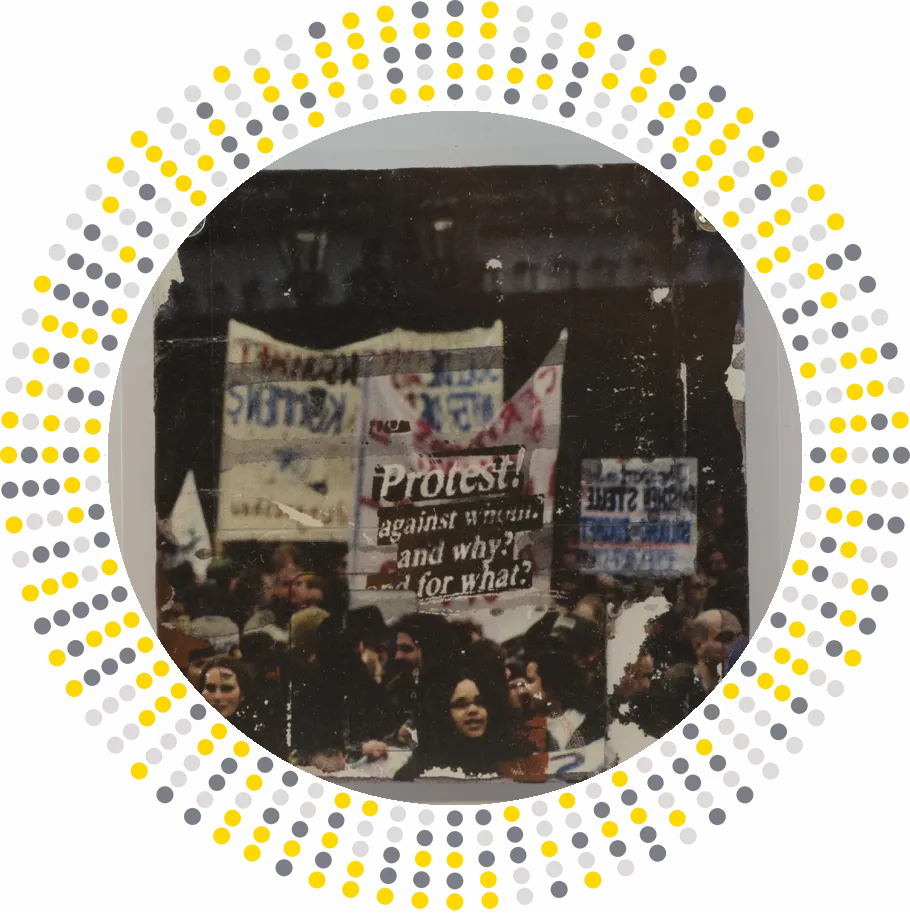Protest - mixed media on 3.5" floppy disk - contemporary artwork