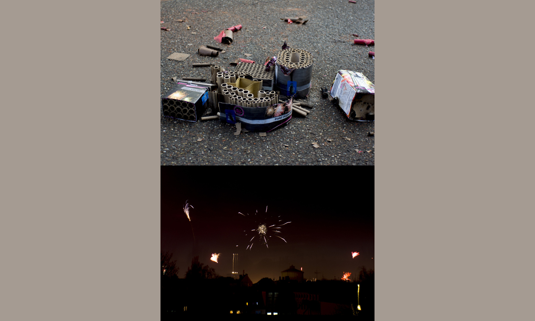 Before and after, the waste of fireworks