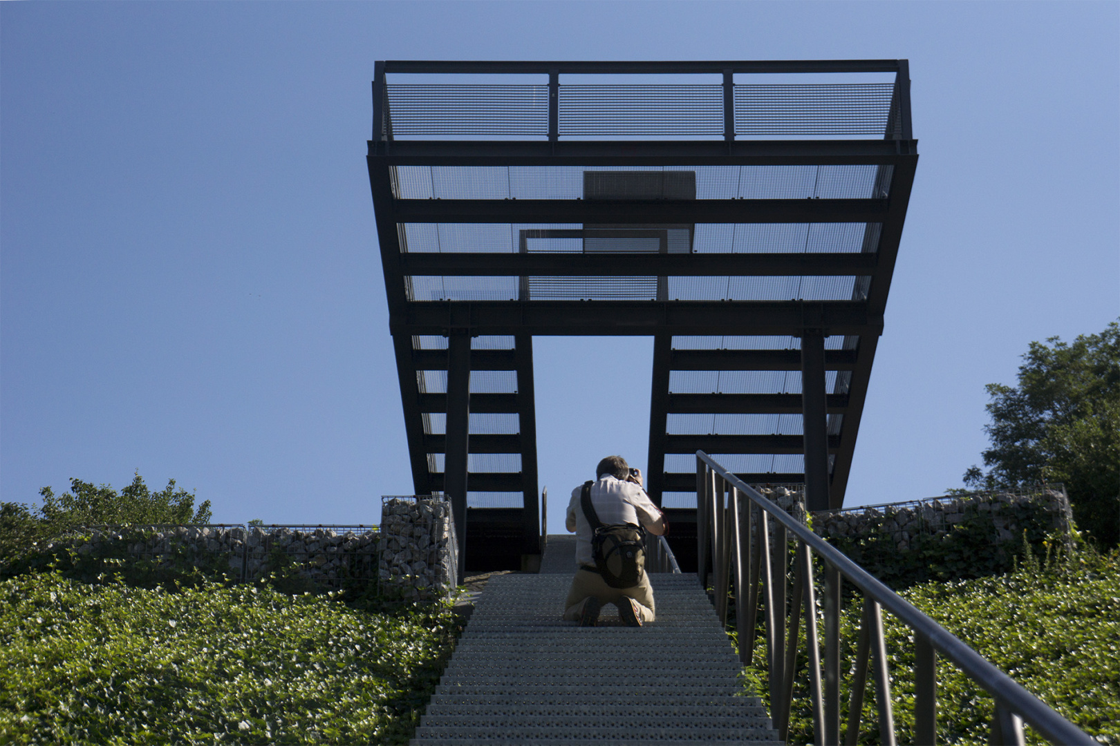 Walking up the stairs to the viewing platform