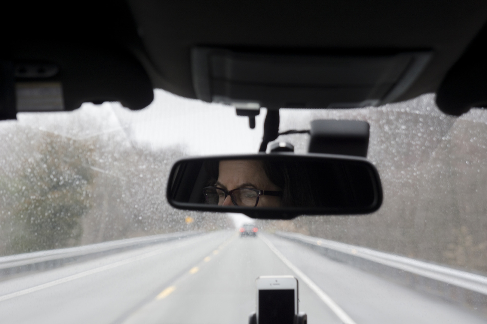 Driver concentrating on the road