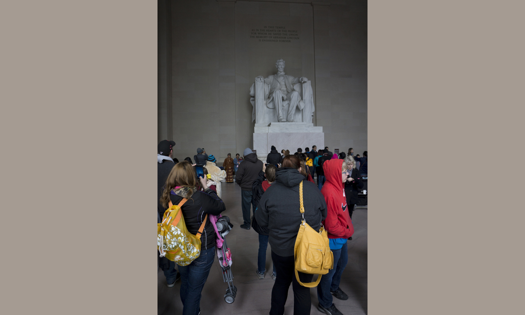 Behind the crowed at Lincoln Monument