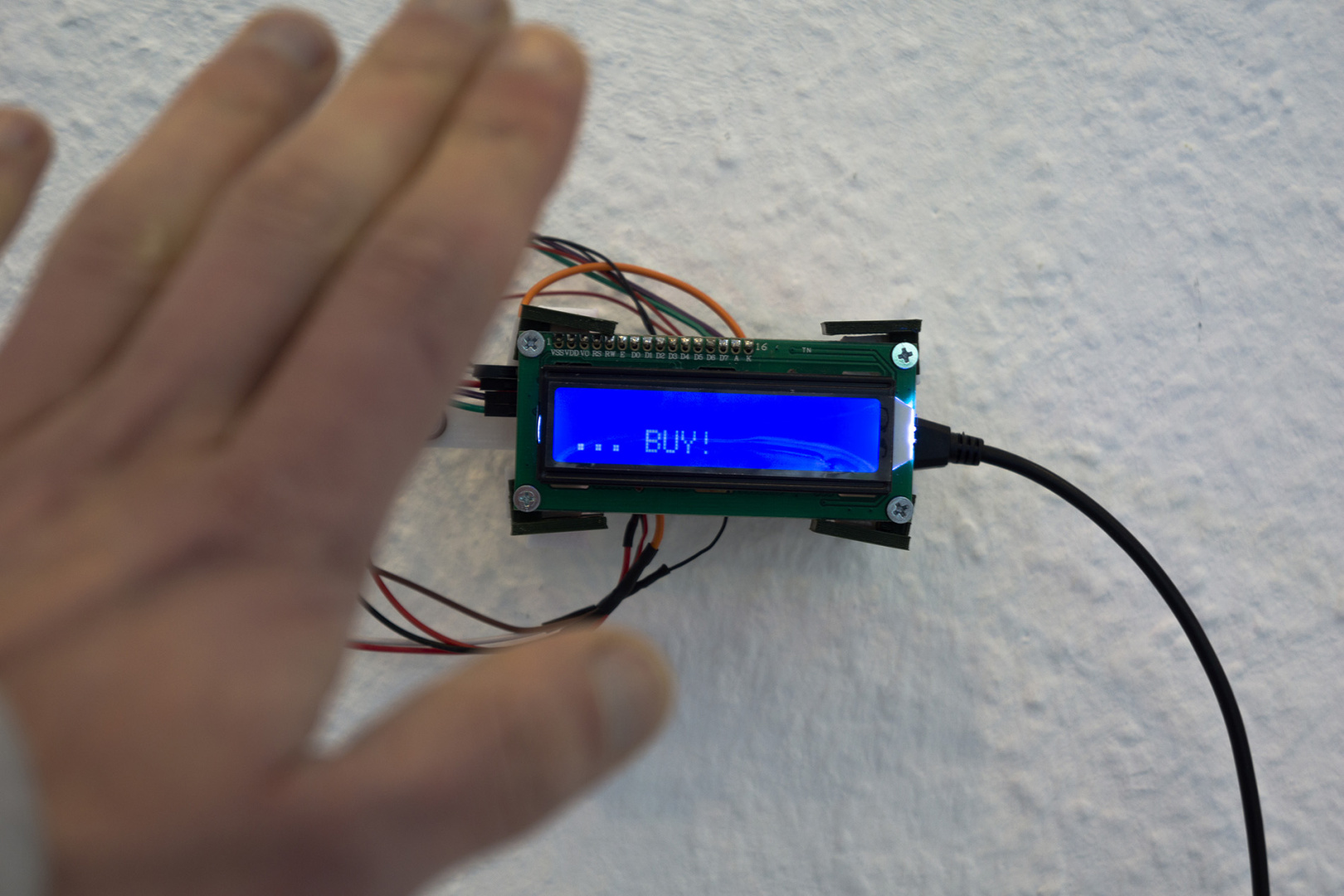 interactive installation using LCD + Arduino - showing action