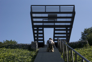 Walking up the stairs to the viewing platform Walking up the stairs to the viewing platform
