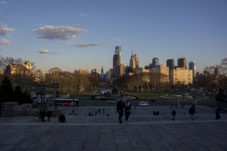 The skyline of Philadelphia taken from the "Rocky Steps"