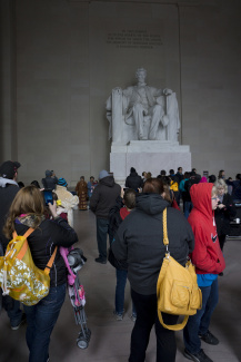 Behind the crowed at Lincoln Monument Behind the crowed at Lincoln Monument