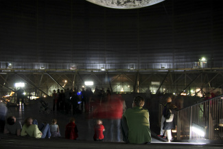 The gazometer in Oberhausen crowded during a show The gazometer in Oberhausen crowded during a show