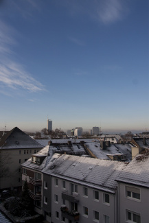 Winter in Essen, Germany. RWE Tower in the back