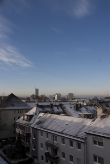 Winter in Essen, Germany. RWE Tower in the back Winter in Essen, Germany. RWE Tower in the back