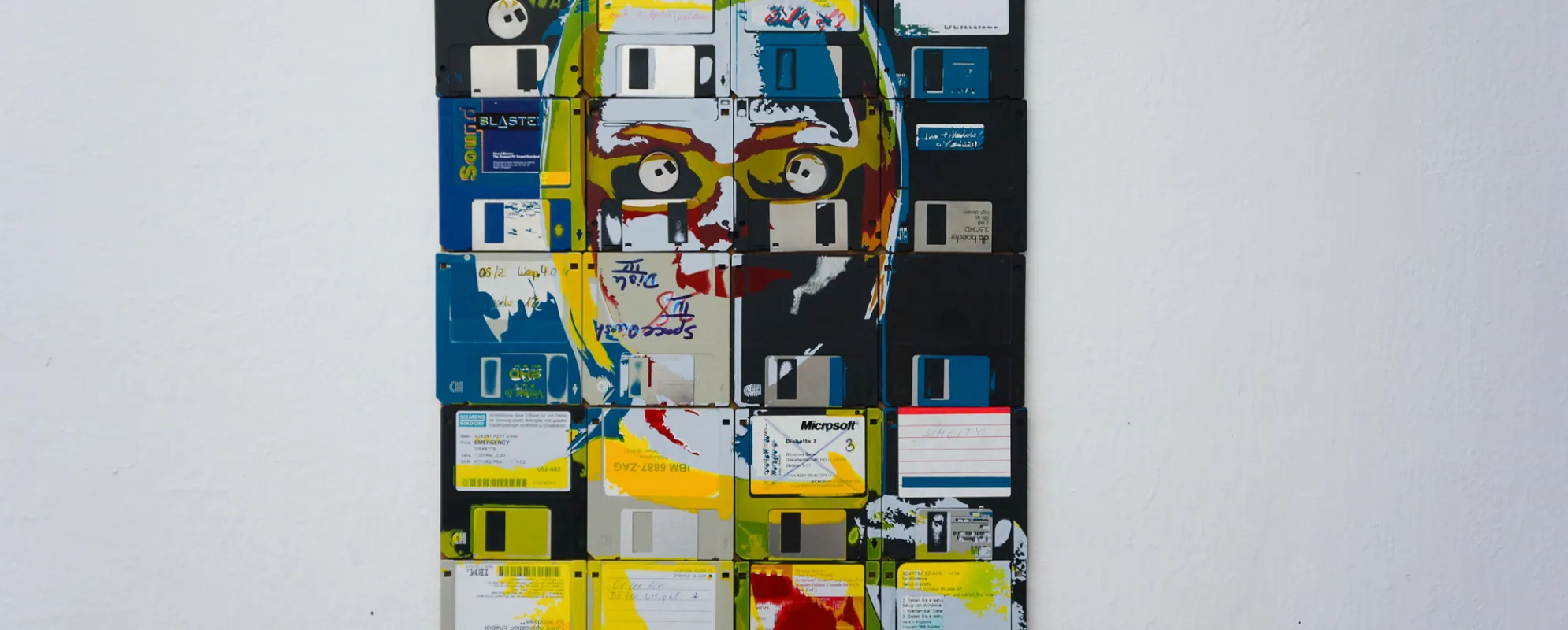 Floppy Disk with motive silk screened on it.