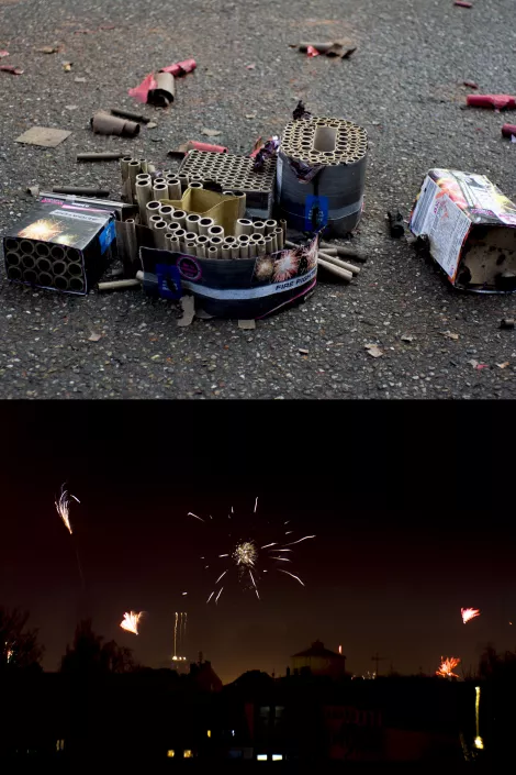Before and after, the waste of fireworks