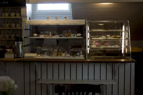 A desk at a Café in Laitikkala, Finland