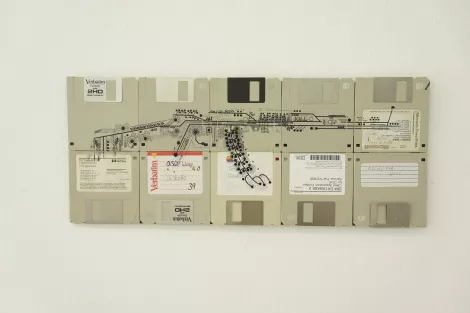 AK47 - circuit styled silk screening - media art - by Dominik Jais