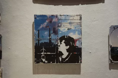 Where the wind blows - floppy disk artwork about environmental pollution