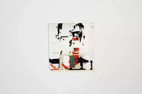 The Cyborg - Floppy Disk silk screen (serigraphy) white