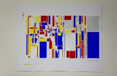 Justitia silk screen based on a algorithm - contemporary artwork